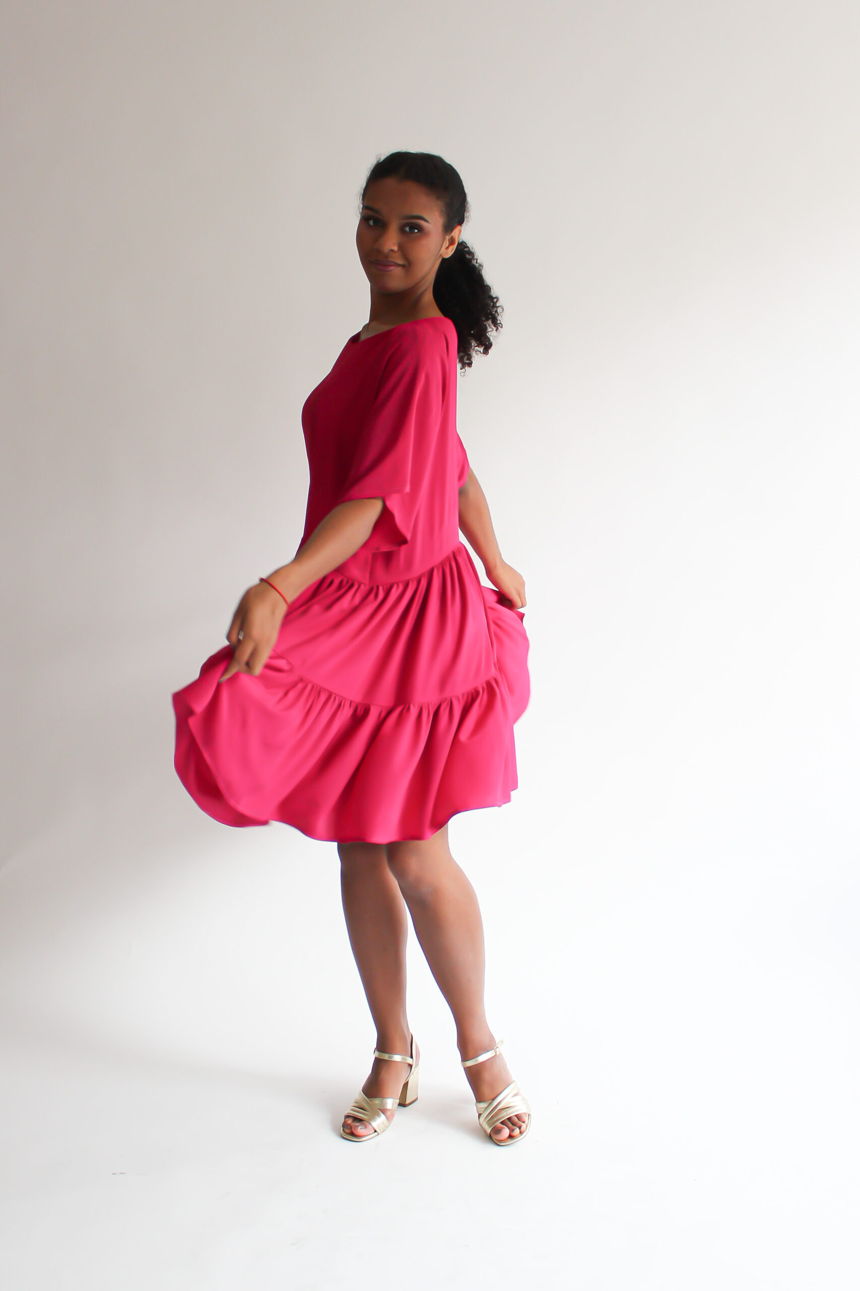 Fucsia double ruffle dress - Image 3