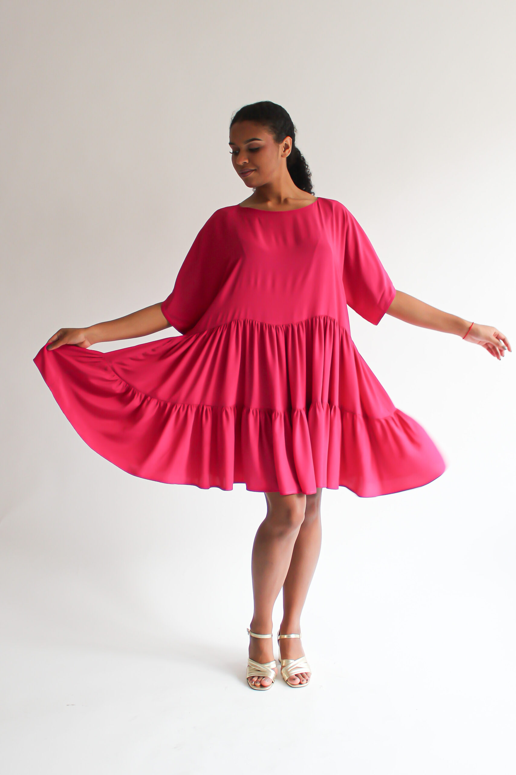 Fucsia double ruffle dress - Image 7