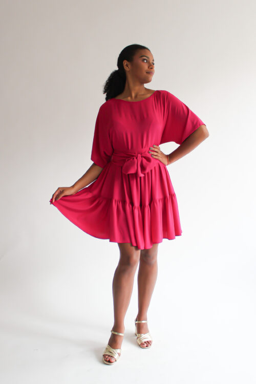 Fucsia double ruffle dress