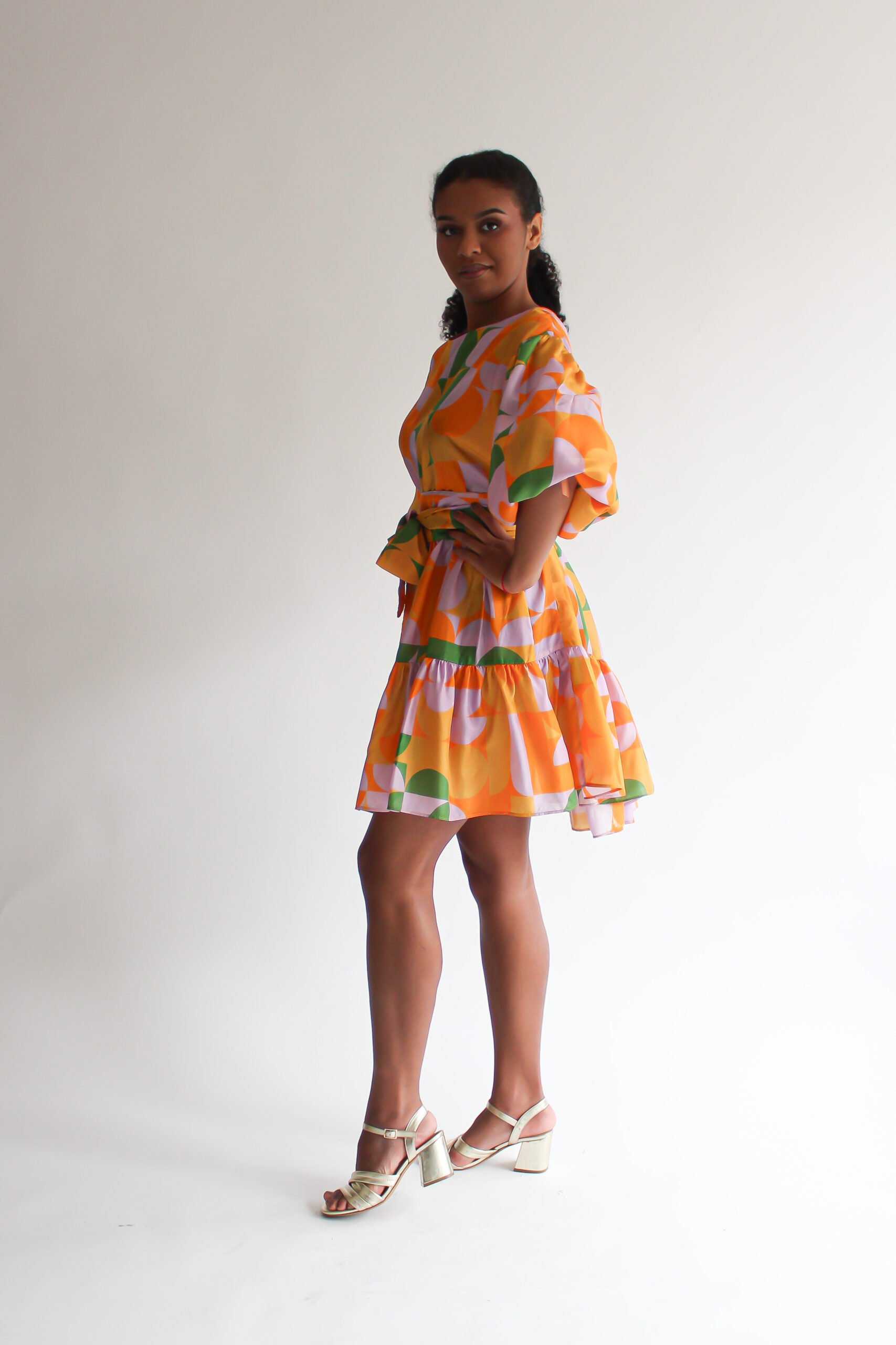 Retro puff sleeve double ruffle dress - Image 10