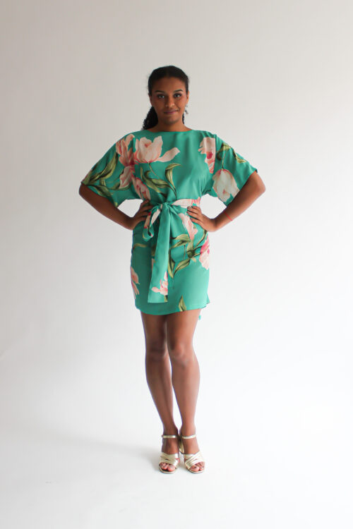 Fiore turchese silk t-shirt wrap dress