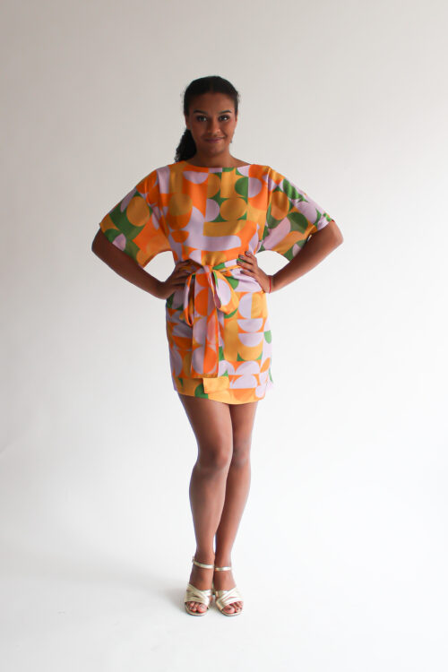 Retro silk t-shirt wrap dress