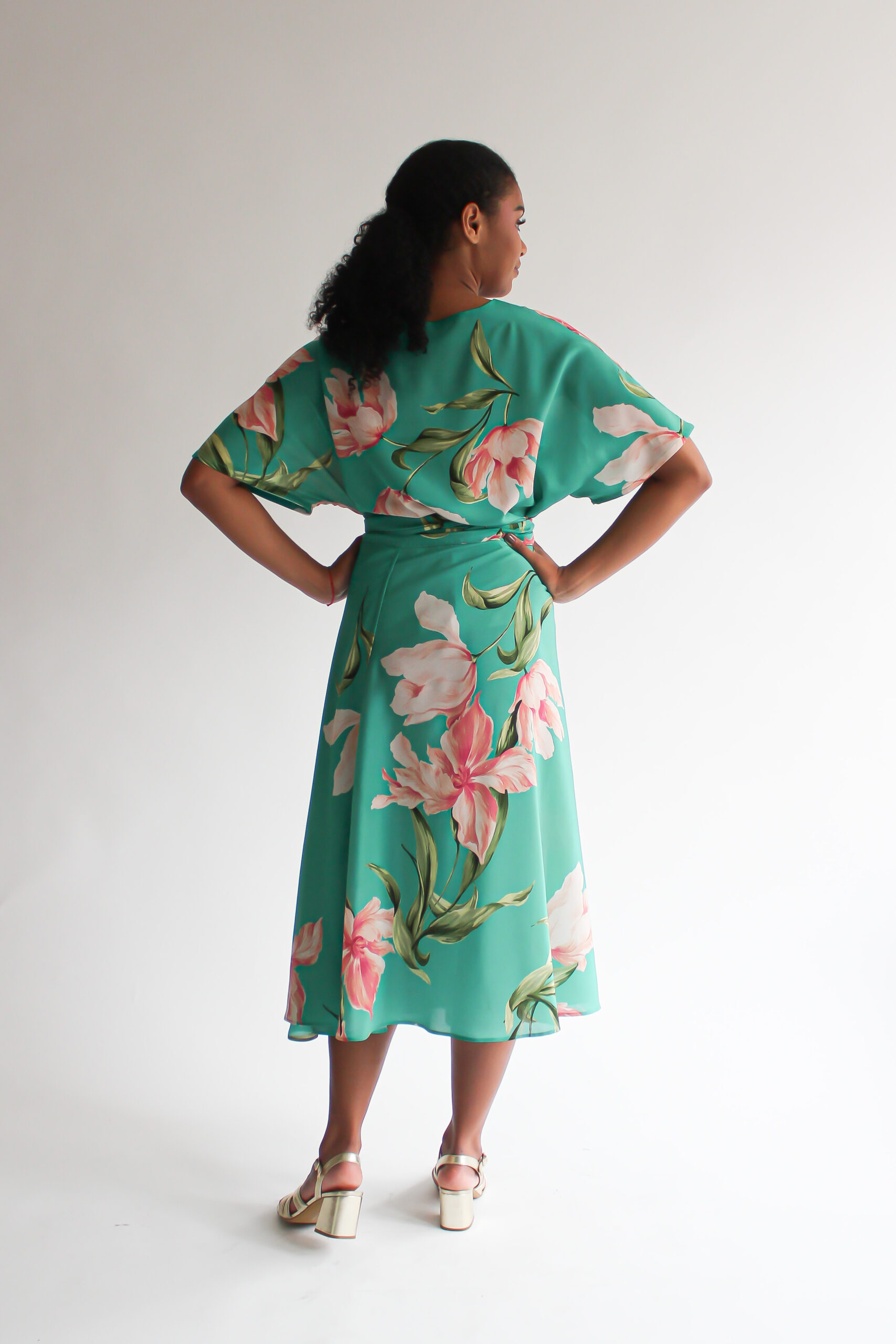Fiore turchese silk shirt + midi skirt combo - Image 4