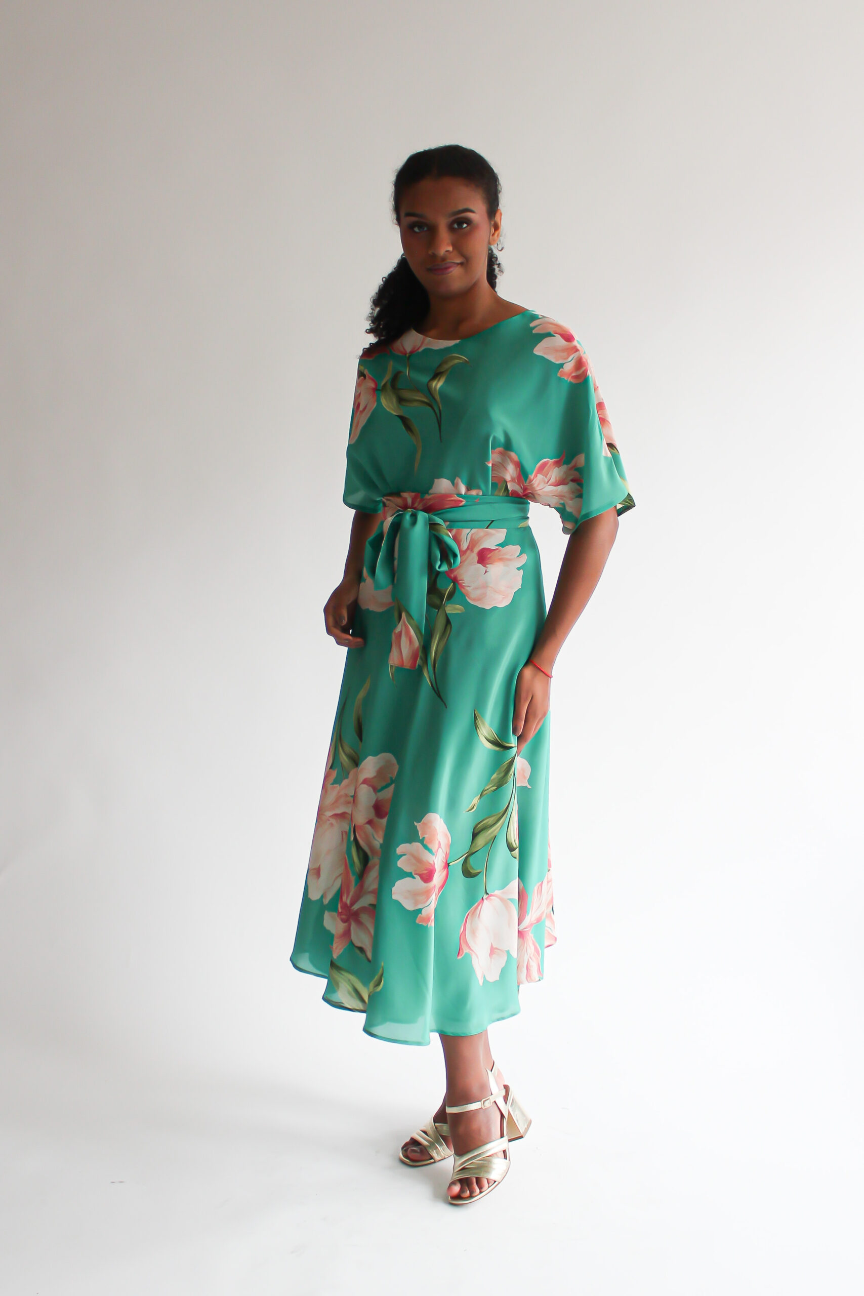 Fiore turchese silk shirt + midi skirt combo - Image 5
