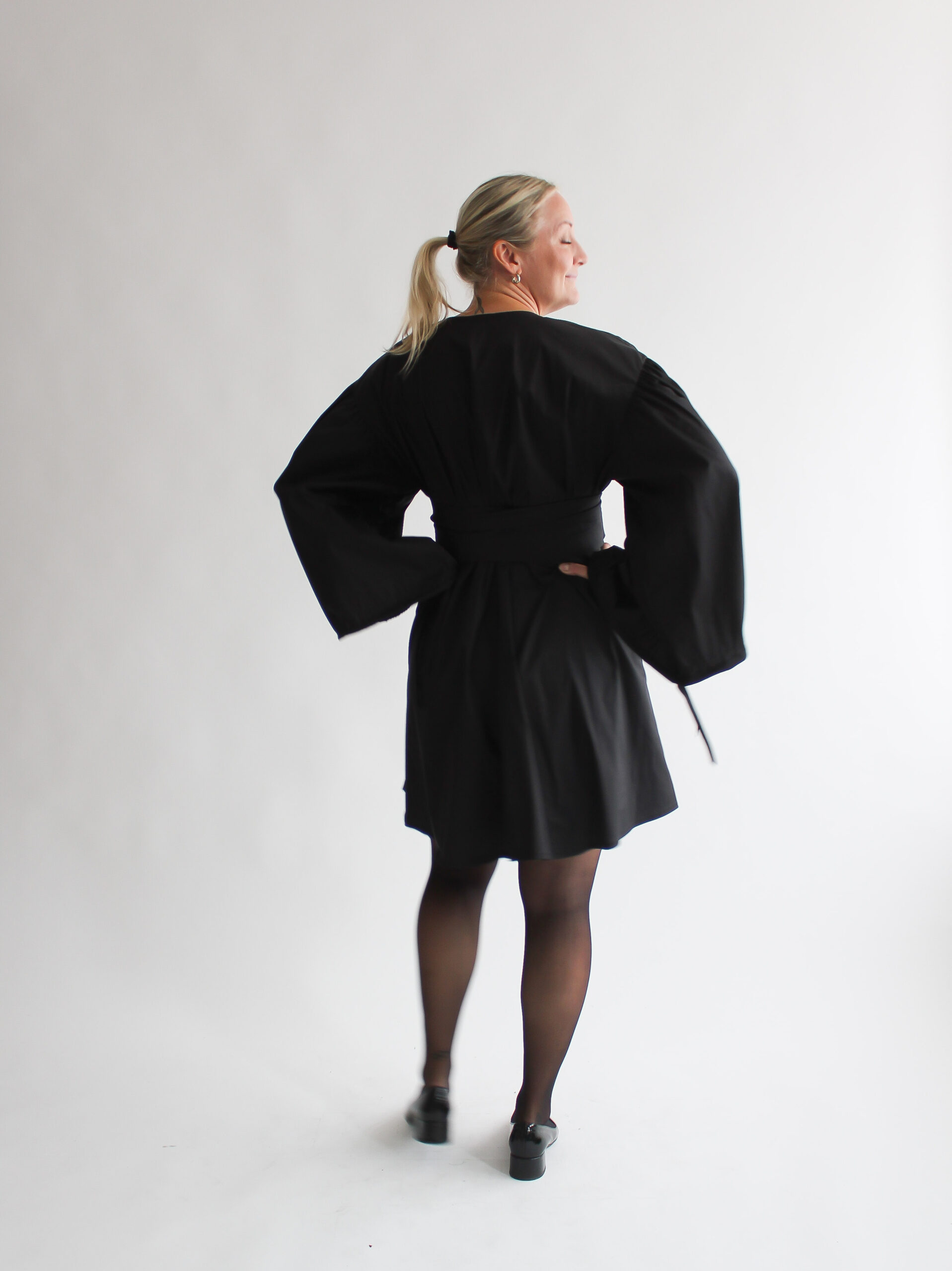 Nero cotton puff sleeve mini wrap dress - Image 3