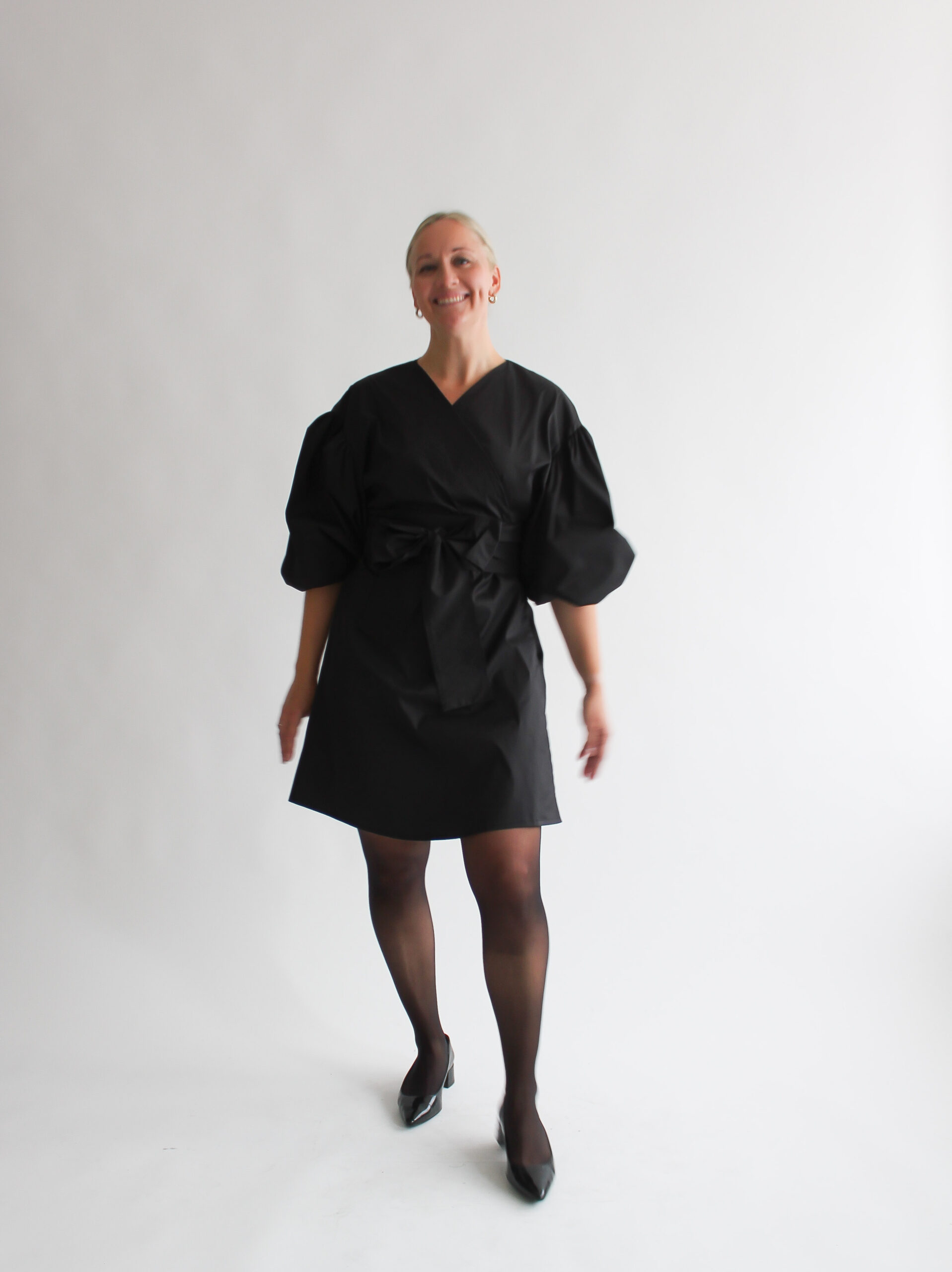 Nero cotton puff sleeve mini wrap dress - Image 4