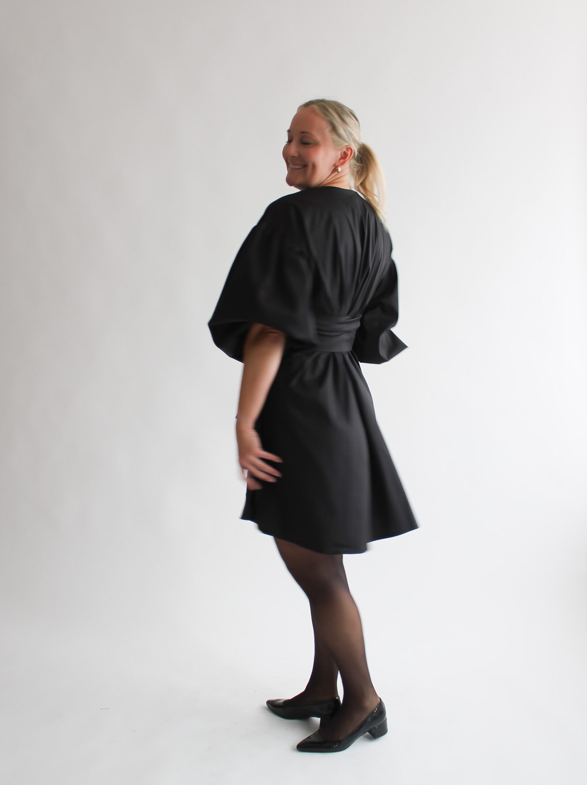 Nero cotton puff sleeve mini wrap dress - Image 5