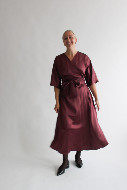 Borgogna lucida maxi wrap dress