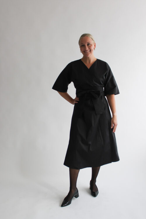 Nero cotton midi wrap dress