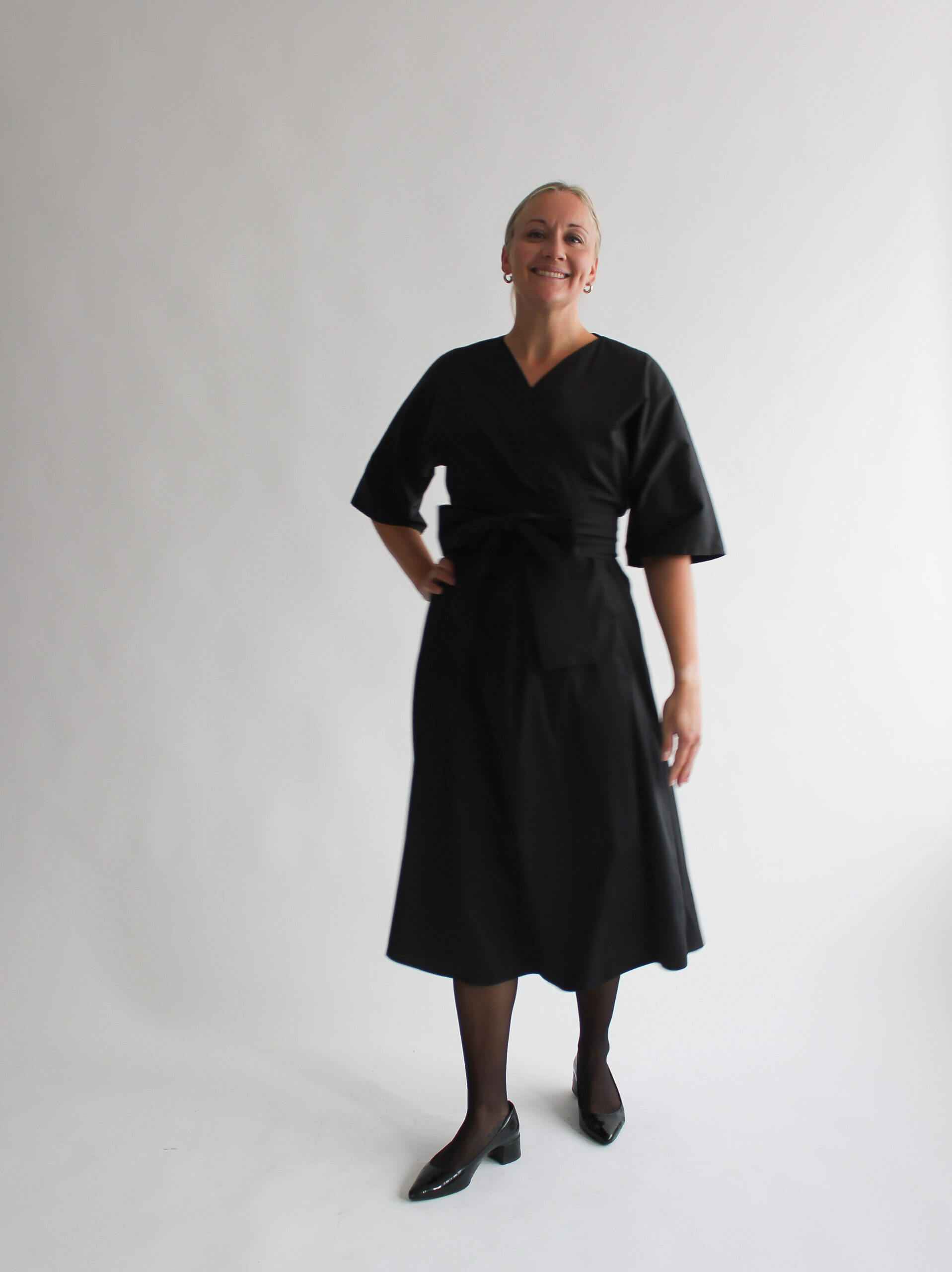 Nero cotton midi wrap dress - Image 4