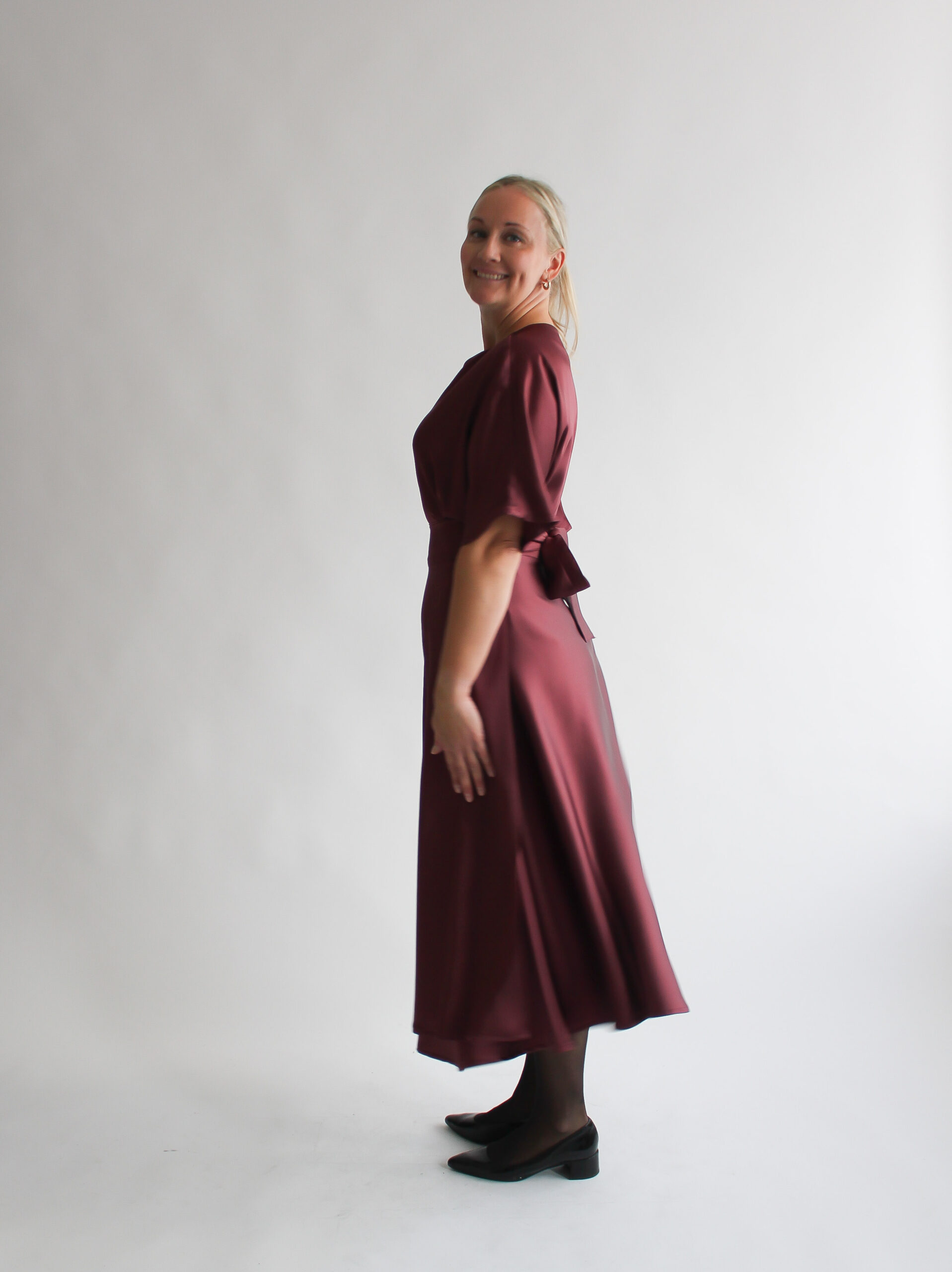 Borgogna lucida shirt + midi skirt combo - Image 3