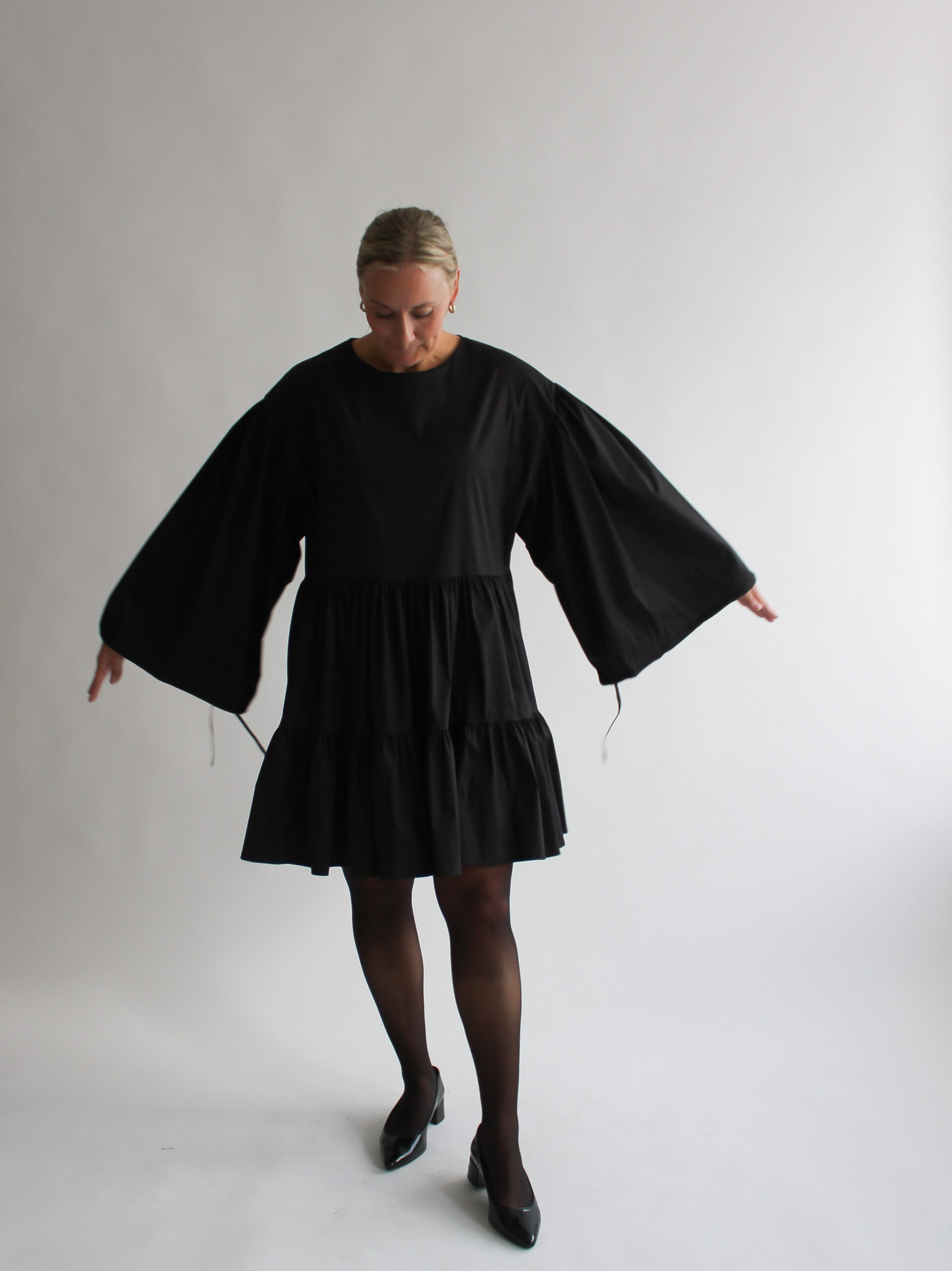 Nero cotton puff sleeve double ruffle dress - Image 2