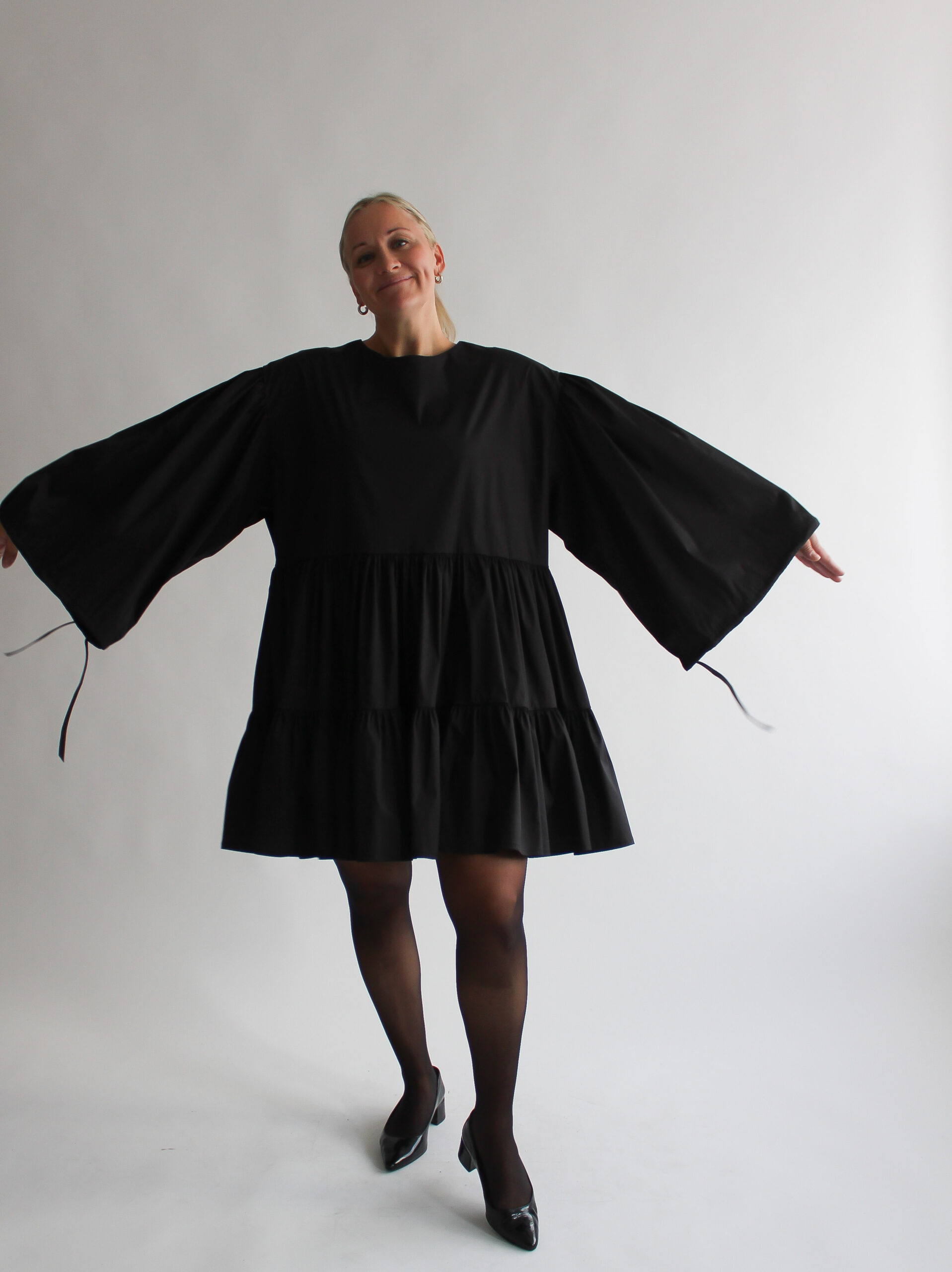 Nero cotton puff sleeve double ruffle dress - Image 3