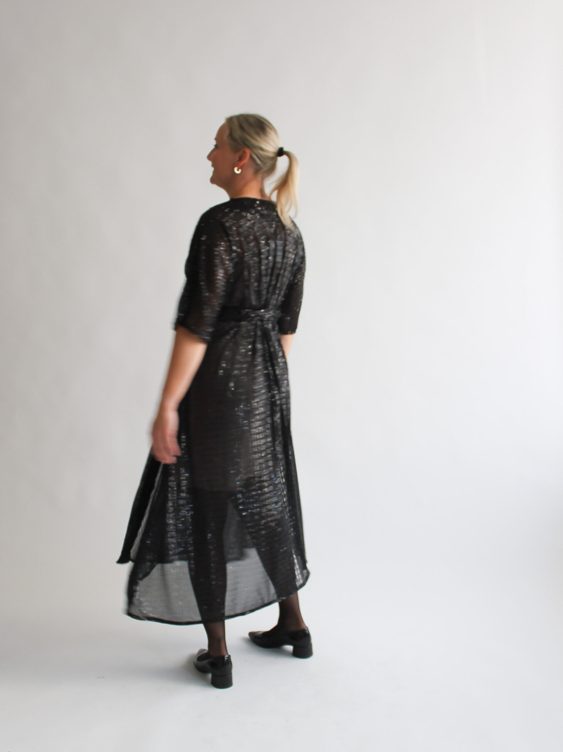 Nero paillettes midi wrap dress - Image 3