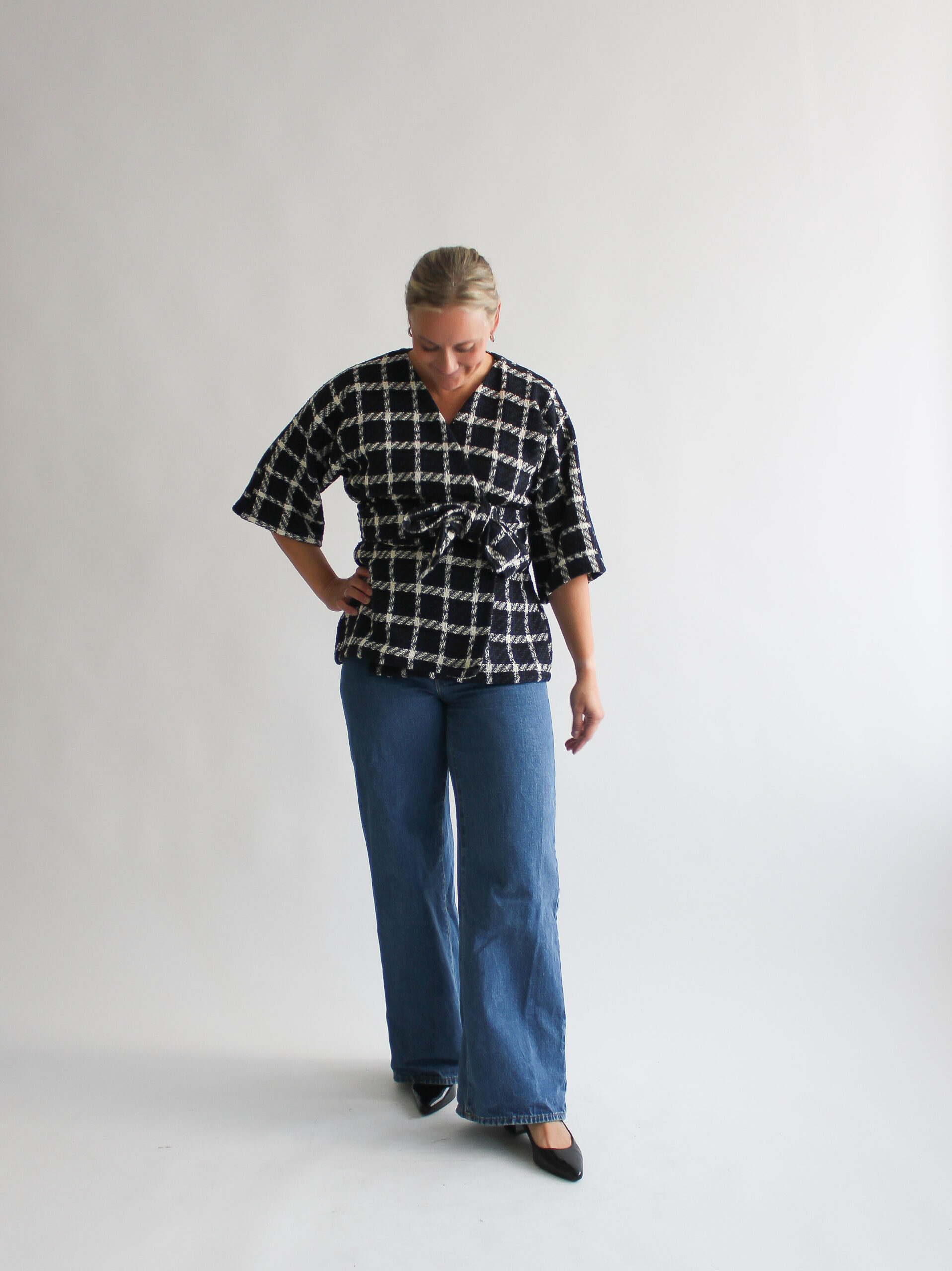 Blu scuro a scacchi kimono - Image 5