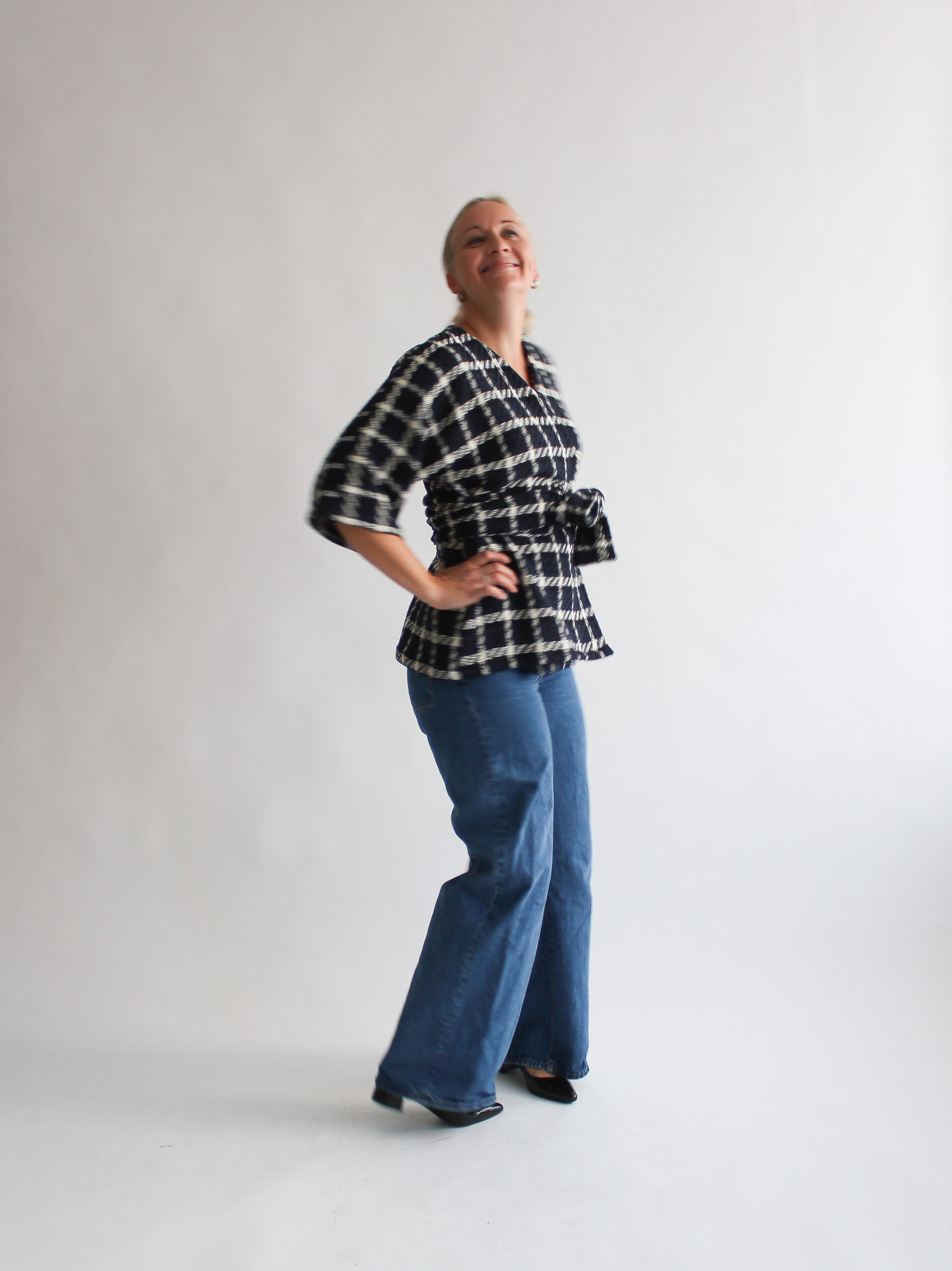 Blu scuro a scacchi kimono - Image 3