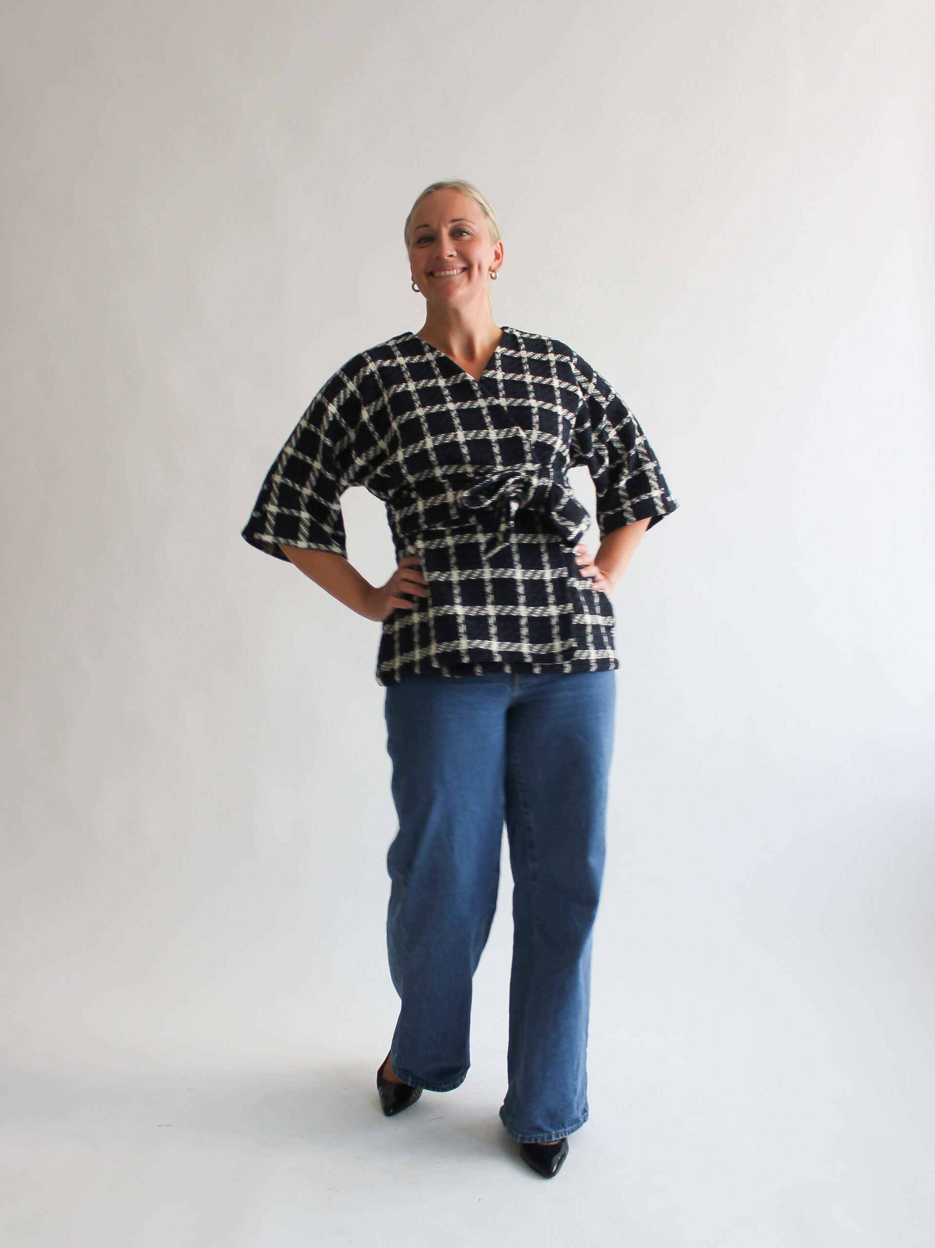 Blu scuro a scacchi kimono - Image 2
